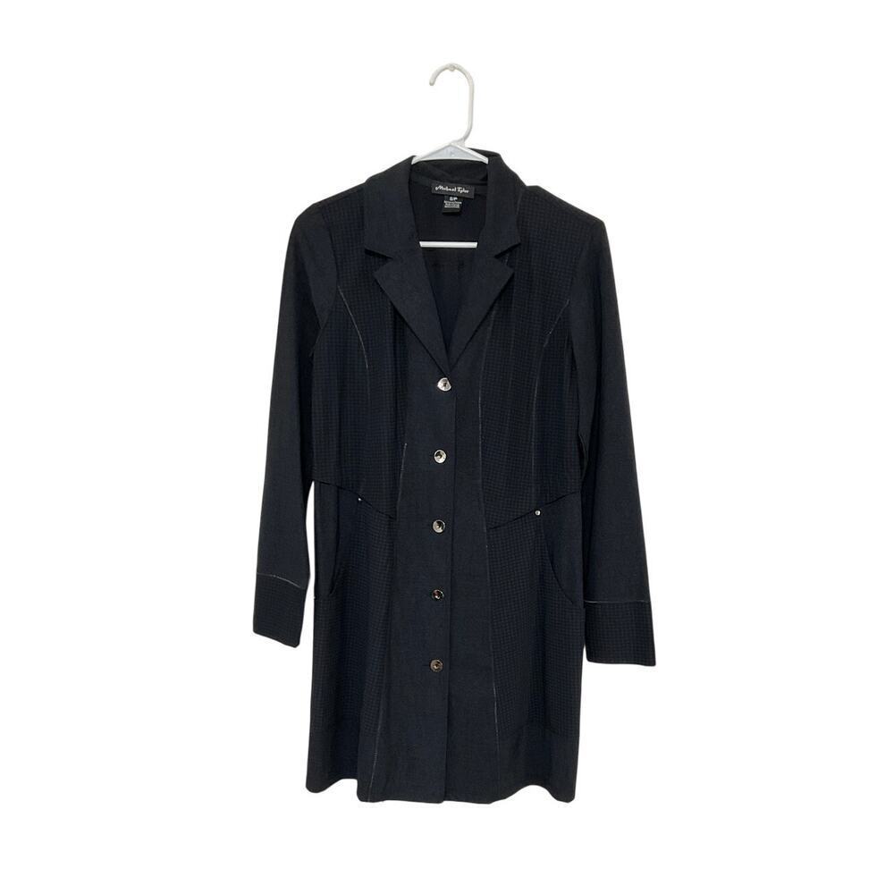Michael Tyler Button Front Lightweight Houndstooth Jacket Black Size Small